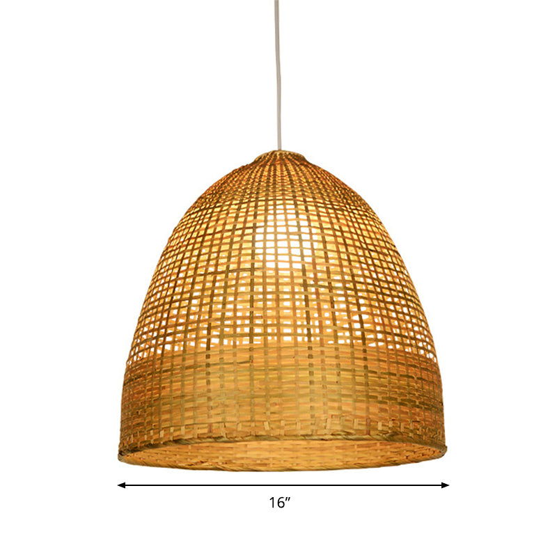 Beige Domed Shaped Ceiling Lamp Modern 1 Light Bamboo Pendant Lighting Clearhalo 'Ceiling Lights' 'Modern Pendants' 'Modern' 'Pendant Lights' 'Pendants' Lighting' 294722