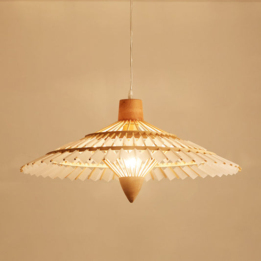 19.5"/23.5"/27.5" W Asia Umbrella Shaped Bamboo Ceiling Light 1 Light Pendant Lighting in White/Blue Clearhalo 'Ceiling Lights' 'Modern Pendants' 'Modern' 'Pendant Lights' 'Pendants' Lighting' 294770