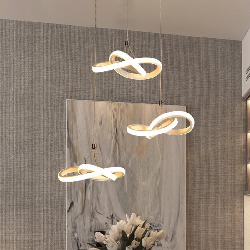 Seamless Metal Suspension Light Contemporary White LED Pendant Chandelier in Warm/White Light Clearhalo 'Ceiling Lights' 'Modern Pendants' 'Modern' 'Pendant Lights' 'Pendants' Lighting' 294831