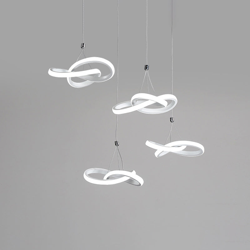 Seamless Curve Acrylic Hanging Ceiling Light Simple White LED Chandelier Light, Warm/White Light Clearhalo 'Ceiling Lights' 'Modern Pendants' 'Modern' 'Pendant Lights' 'Pendants' Lighting' 294836