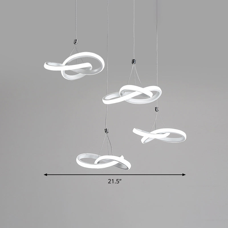 Seamless Curve Acrylic Hanging Ceiling Light Simple White LED Chandelier Light, Warm/White Light Clearhalo 'Ceiling Lights' 'Modern Pendants' 'Modern' 'Pendant Lights' 'Pendants' Lighting' 294837