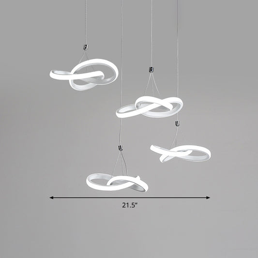 Seamless Curve Acrylic Hanging Ceiling Light Simple White LED Chandelier Light, Warm/White Light Clearhalo 'Ceiling Lights' 'Modern Pendants' 'Modern' 'Pendant Lights' 'Pendants' Lighting' 294837