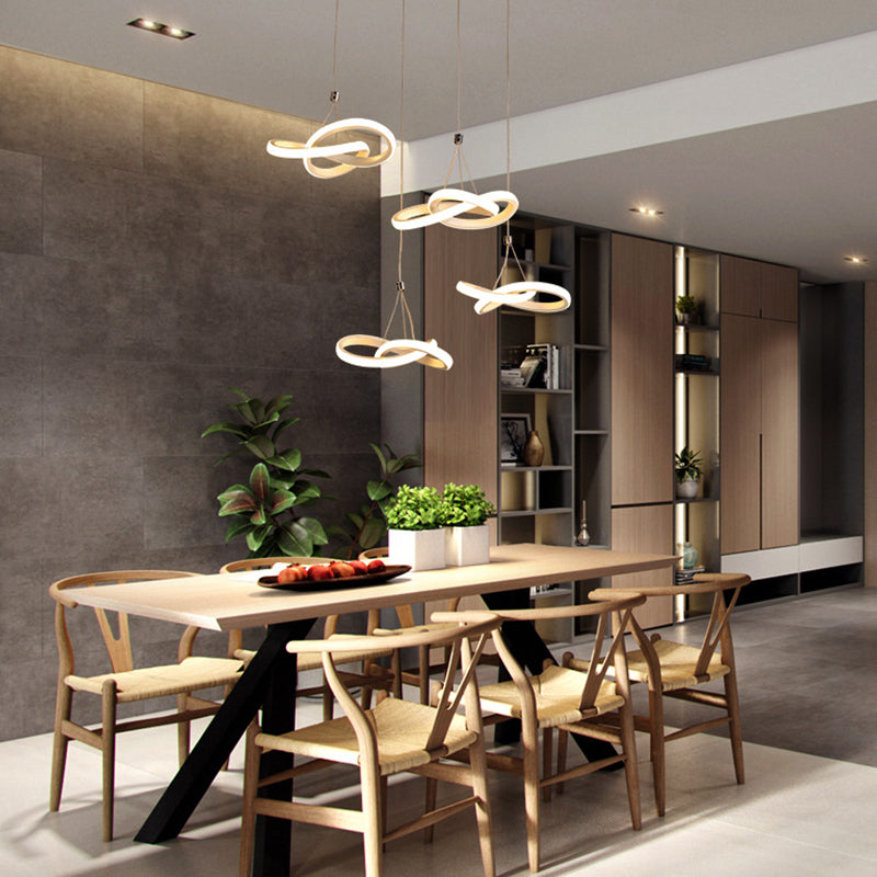 Seamless Curve Acrylic Hanging Ceiling Light Simple White LED Chandelier Light, Warm/White Light Clearhalo 'Ceiling Lights' 'Modern Pendants' 'Modern' 'Pendant Lights' 'Pendants' Lighting' 294839