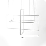 Rectangle Hanging Lamp Kit Minimalist Metal White 23.5"/31.5"/38" Wide LED Suspension Light, Warm/White/Natural Light Clearhalo 'Ceiling Lights' 'Chandeliers' 'Modern Chandeliers' 'Modern' Lighting' 294856