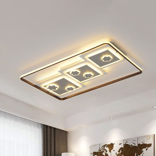 19.5"/37.5" Wide Modern Geometric Flush Mount Lighting Acrylic Living Room LED Ceiling Lamp in Black Black 37.5" Clearhalo 'Ceiling Lights' 'Close To Ceiling Lights' 'Close to ceiling' 'Flush mount' Lighting' 294886