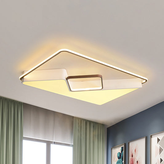 White Rectangle Ceiling Light Fixture Acrylic LED Flush Mount Lamp for Living Room, 19.5"/37.5"/42" Wide White Clearhalo 'Ceiling Lights' 'Close To Ceiling Lights' 'Close to ceiling' 'Flush mount' Lighting' 294899