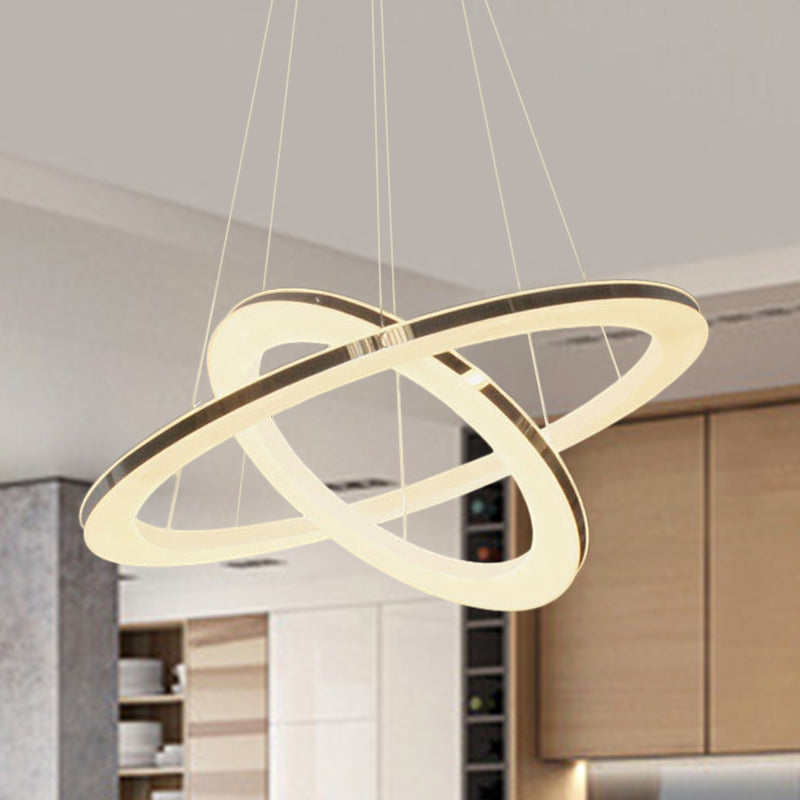 Chrome Orbit Chandelier Lighting Fixture Simple Style Metal LED Hanging Lamp in Warm/White/Natural Light, 23.5"/27.5"/31.5" Wide Chrome Clearhalo 'Ceiling Lights' 'Chandeliers' 'Modern Chandeliers' 'Modern' Lighting' 294965