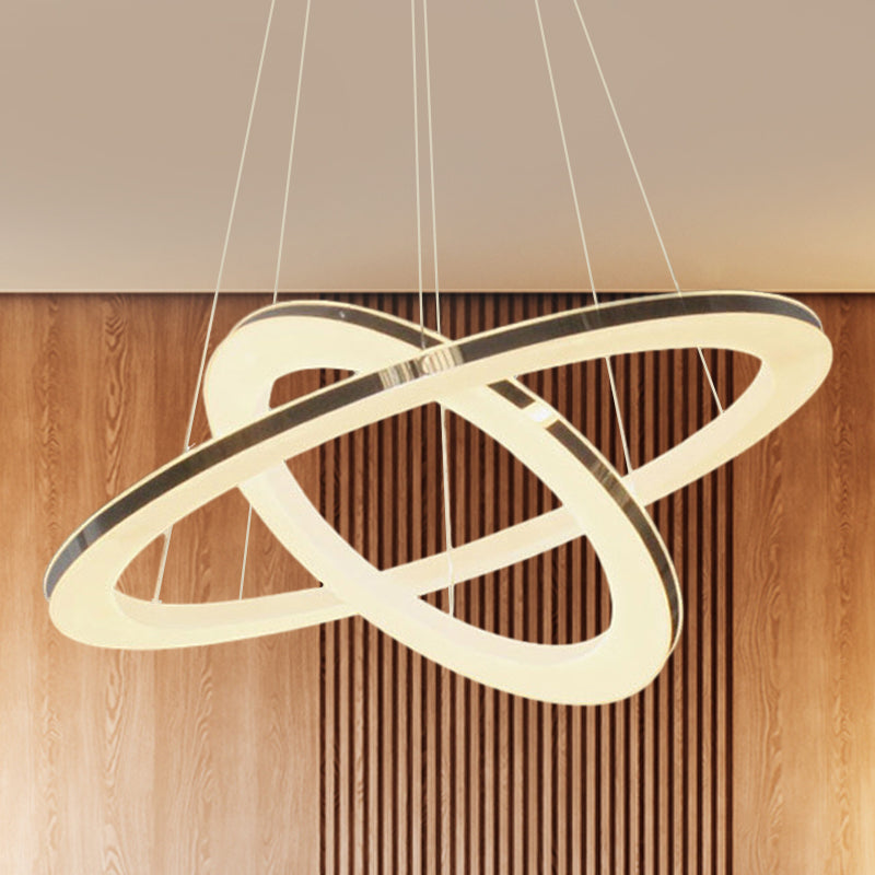 Chrome Orbit Chandelier Lighting Fixture Simple Style Metal LED Hanging Lamp in Warm/White/Natural Light, 23.5"/27.5"/31.5" Wide Clearhalo 'Ceiling Lights' 'Chandeliers' 'Modern Chandeliers' 'Modern' Lighting' 294966