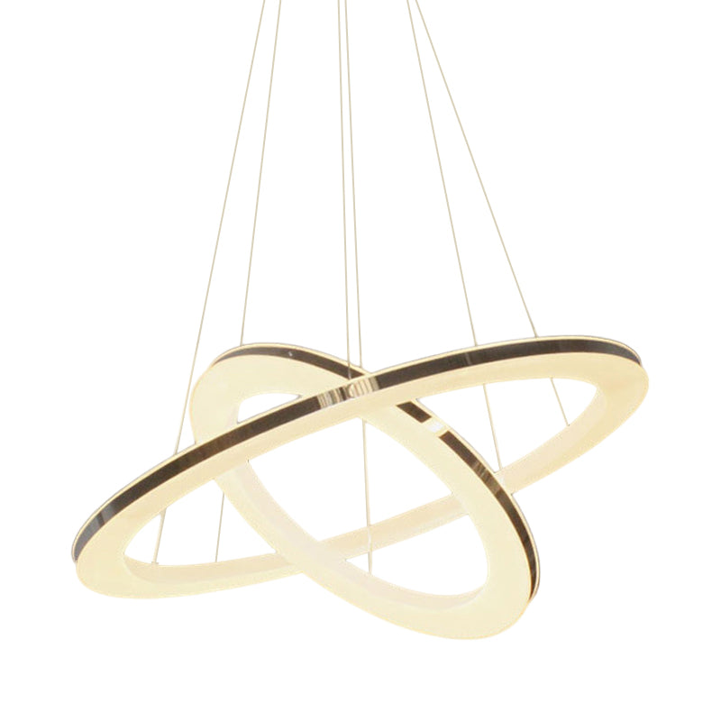 Chrome Orbit Chandelier Lighting Fixture Simple Style Metal LED Hanging Lamp in Warm/White/Natural Light, 23.5"/27.5"/31.5" Wide Clearhalo 'Ceiling Lights' 'Chandeliers' 'Modern Chandeliers' 'Modern' Lighting' 294968