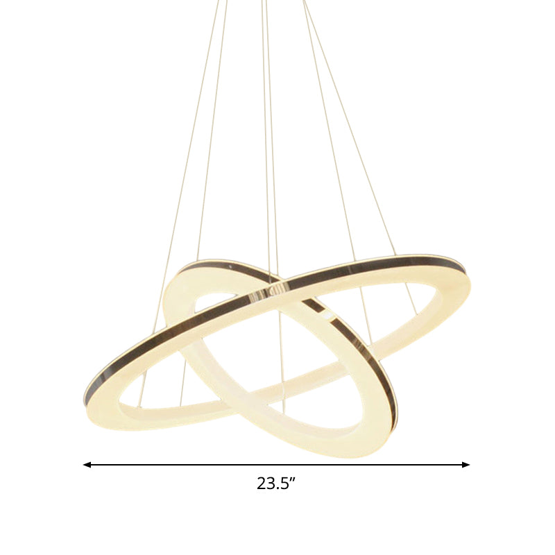 Chrome Orbit Chandelier Lighting Fixture Simple Style Metal LED Hanging Lamp in Warm/White/Natural Light, 23.5"/27.5"/31.5" Wide Clearhalo 'Ceiling Lights' 'Chandeliers' 'Modern Chandeliers' 'Modern' Lighting' 294969