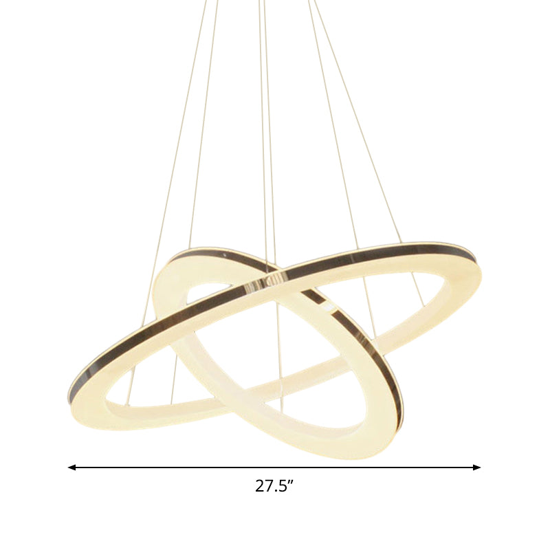 Chrome Orbit Chandelier Lighting Fixture Simple Style Metal LED Hanging Lamp in Warm/White/Natural Light, 23.5"/27.5"/31.5" Wide Clearhalo 'Ceiling Lights' 'Chandeliers' 'Modern Chandeliers' 'Modern' Lighting' 294970