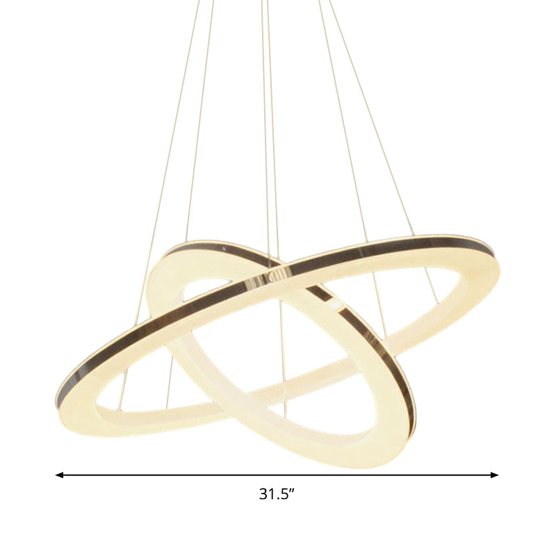 Chrome Orbit Chandelier Lighting Fixture Simple Style Metal LED Hanging Lamp in Warm/White/Natural Light, 23.5"/27.5"/31.5" Wide Clearhalo 'Ceiling Lights' 'Chandeliers' 'Modern Chandeliers' 'Modern' Lighting' 294971