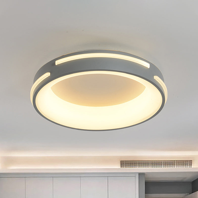 Gray Circle Ceiling Light Modernism Metal LED Flush Light Fixture in Warm/White Light, 18.5"/24.5" Wide Clearhalo 'Ceiling Lights' 'Close To Ceiling Lights' 'Close to ceiling' 'Flush mount' Lighting' 294984