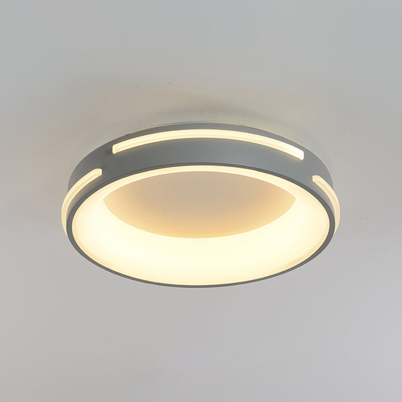 Gray Circle Ceiling Light Modernism Metal LED Flush Light Fixture in Warm/White Light, 18.5"/24.5" Wide Clearhalo 'Ceiling Lights' 'Close To Ceiling Lights' 'Close to ceiling' 'Flush mount' Lighting' 294985