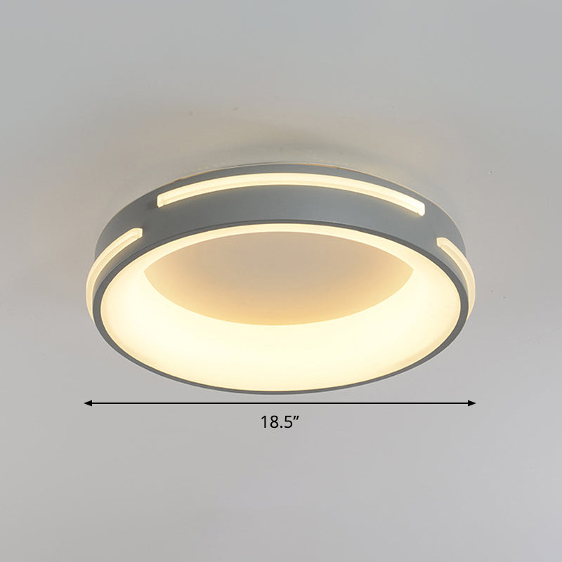 Gray Circle Ceiling Light Modernism Metal LED Flush Light Fixture in Warm/White Light, 18.5"/24.5" Wide Clearhalo 'Ceiling Lights' 'Close To Ceiling Lights' 'Close to ceiling' 'Flush mount' Lighting' 294986