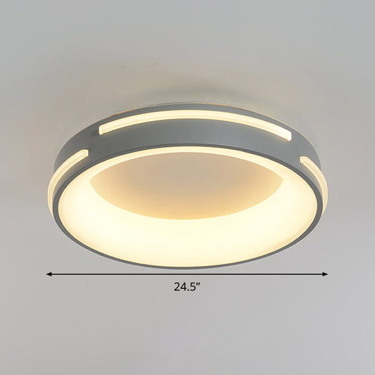 Gray Circle Ceiling Light Modernism Metal LED Flush Light Fixture in Warm/White Light, 18.5"/24.5" Wide Clearhalo 'Ceiling Lights' 'Close To Ceiling Lights' 'Close to ceiling' 'Flush mount' Lighting' 294987