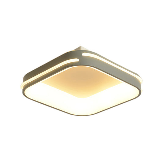 Square Metal Ceiling Mounted Light Simple Style Gray 18.5"/24.5" Wide LED Flush Mount Lamp, Warm/White Light Clearhalo 'Ceiling Lights' 'Close To Ceiling Lights' 'Close to ceiling' 'Flush mount' Lighting' 295019