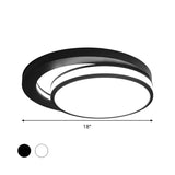 18"/21.5" Wide Metal Round Flush Mount Modernism Black/White LED Ceiling Lamp in Warm/3 Color Light Clearhalo 'Ceiling Lights' 'Close To Ceiling Lights' 'Close to ceiling' 'Flush mount' Lighting' 295048