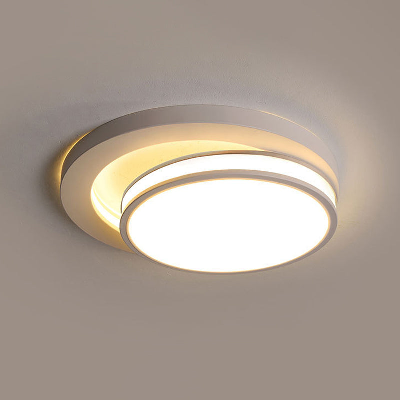 18"/21.5" Wide Metal Round Flush Mount Modernism Black/White LED Ceiling Lamp in Warm/3 Color Light Clearhalo 'Ceiling Lights' 'Close To Ceiling Lights' 'Close to ceiling' 'Flush mount' Lighting' 295051