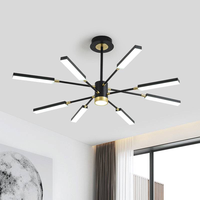 Sputnik Hanging Light Kit Modernism Metal 6/8 Heads Black Pendant Chandelier in Warm/White Light 8 Black White Clearhalo 'Ceiling Lights' 'Chandeliers' 'Modern Chandeliers' 'Modern' Lighting' 295058