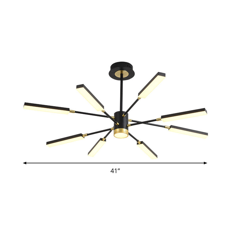 Sputnik Hanging Light Kit Modernism Metal 6/8 Heads Black Pendant Chandelier in Warm/White Light Clearhalo 'Ceiling Lights' 'Chandeliers' 'Modern Chandeliers' 'Modern' Lighting' 295060