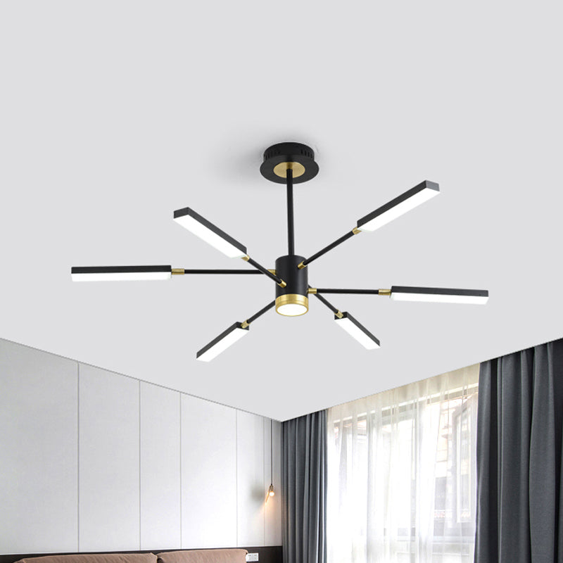 Sputnik Hanging Light Kit Modernism Metal 6/8 Heads Black Pendant Chandelier in Warm/White Light 6 Black Warm Clearhalo 'Ceiling Lights' 'Chandeliers' 'Modern Chandeliers' 'Modern' Lighting' 295062