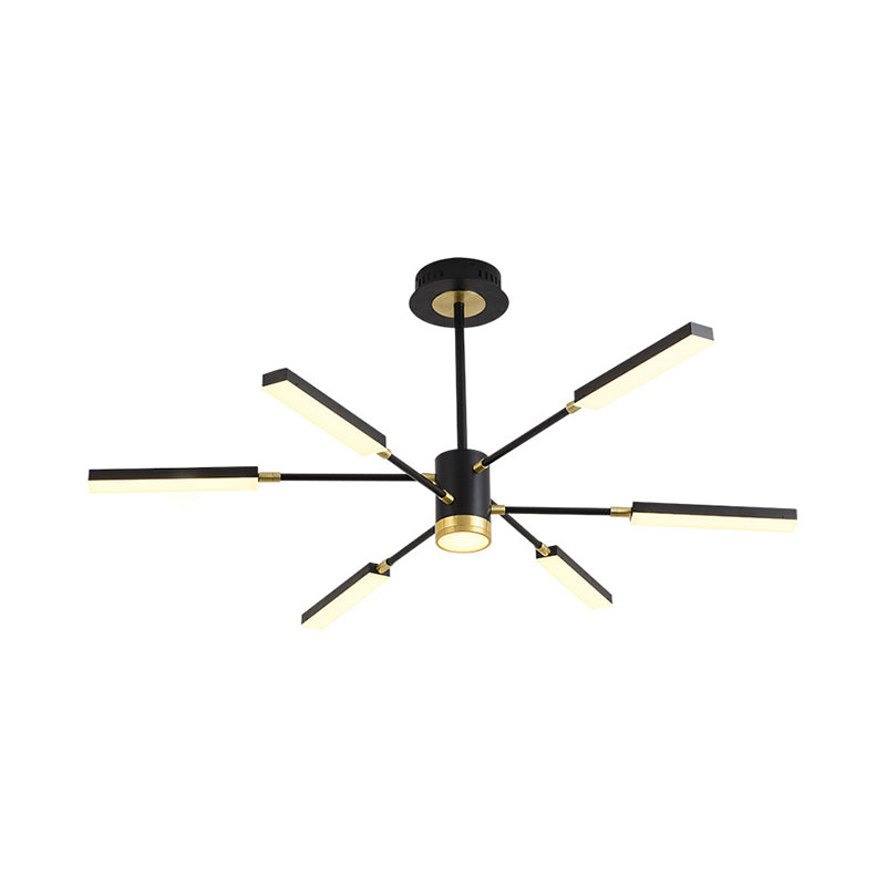 Sputnik Hanging Light Kit Modernism Metal 6/8 Heads Black Pendant Chandelier in Warm/White Light 6 Black White Clearhalo 'Ceiling Lights' 'Chandeliers' 'Modern Chandeliers' 'Modern' Lighting' 295063