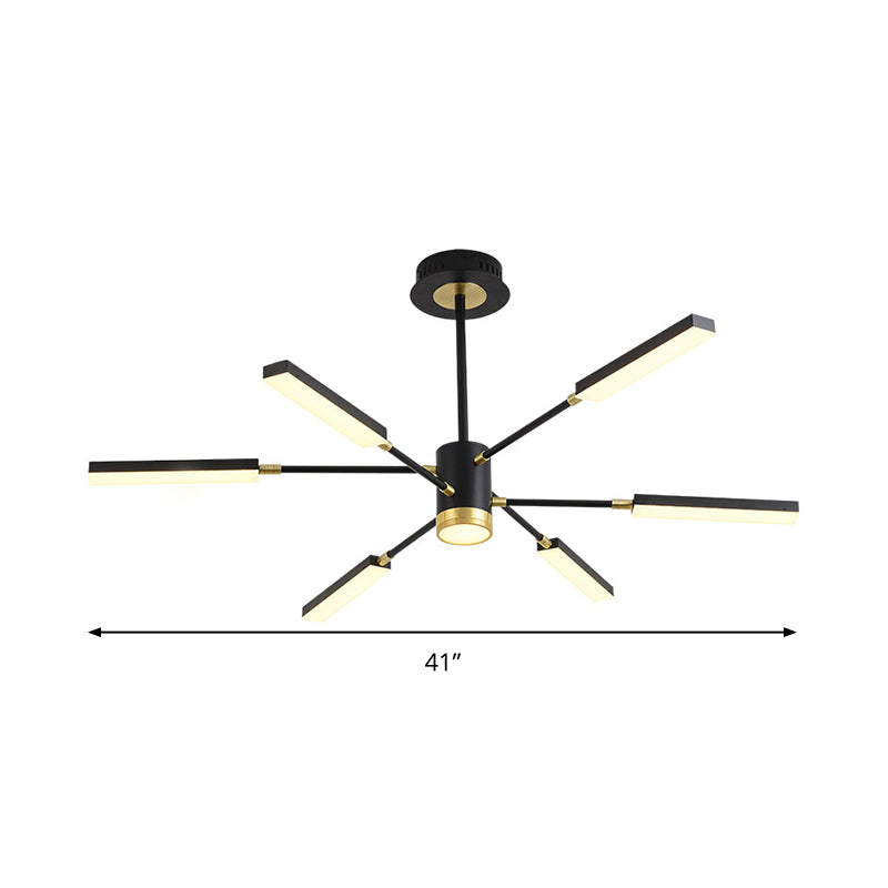 Sputnik Hanging Light Kit Modernism Metal 6/8 Heads Black Pendant Chandelier in Warm/White Light Clearhalo 'Ceiling Lights' 'Chandeliers' 'Modern Chandeliers' 'Modern' Lighting' 295064