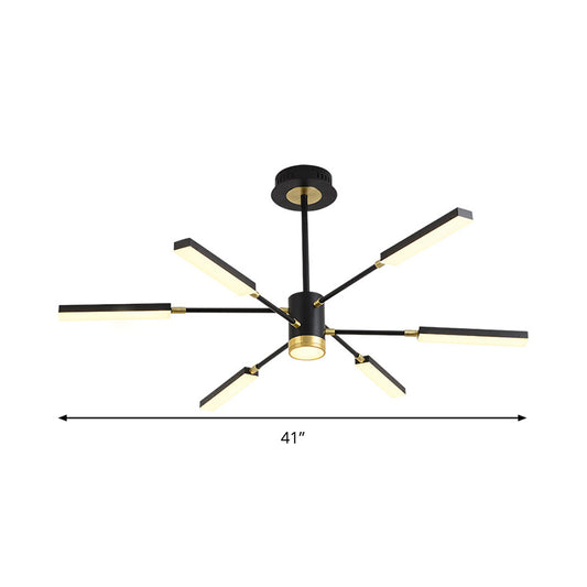 Sputnik Hanging Light Kit Modernism Metal 6/8 Heads Black Pendant Chandelier in Warm/White Light Clearhalo 'Ceiling Lights' 'Chandeliers' 'Modern Chandeliers' 'Modern' Lighting' 295064