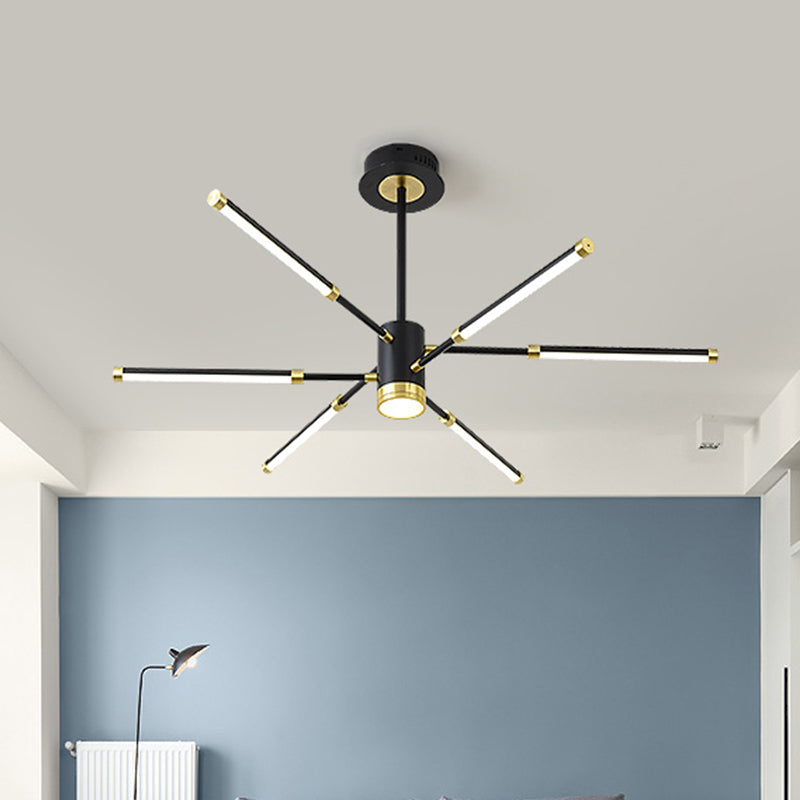 Sputnik Hanging Chandelier Modern Metal 6/8 Lights Black Suspension Light, Warm/White Light Clearhalo 'Ceiling Lights' 'Chandeliers' 'Modern Chandeliers' 'Modern' Lighting' 295071