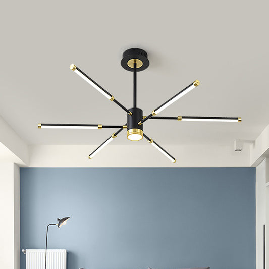 Sputnik Hanging Chandelier Modern Metal 6/8 Lights Black Suspension Light, Warm/White Light Clearhalo 'Ceiling Lights' 'Chandeliers' 'Modern Chandeliers' 'Modern' Lighting' 295071