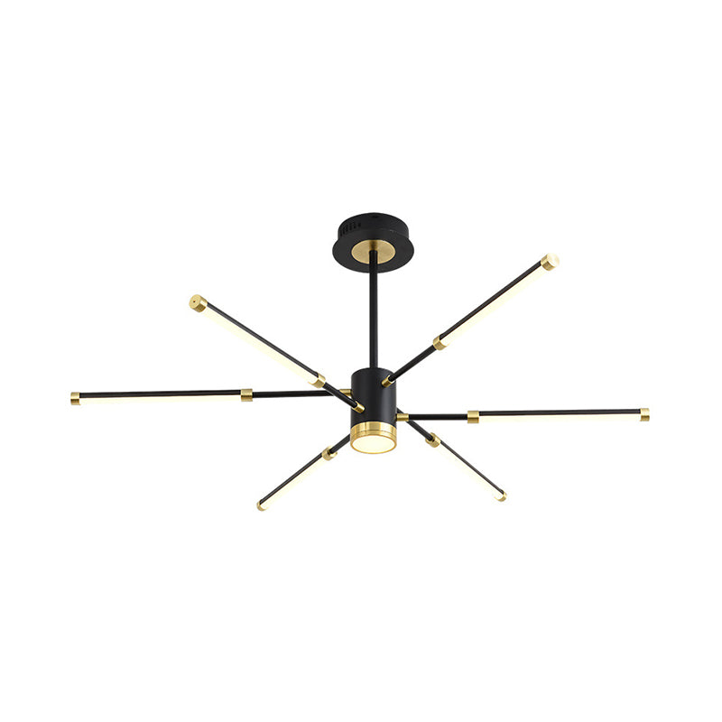 Sputnik Hanging Chandelier Modern Metal 6/8 Lights Black Suspension Light, Warm/White Light 6 Black Warm Clearhalo 'Ceiling Lights' 'Chandeliers' 'Modern Chandeliers' 'Modern' Lighting' 295072