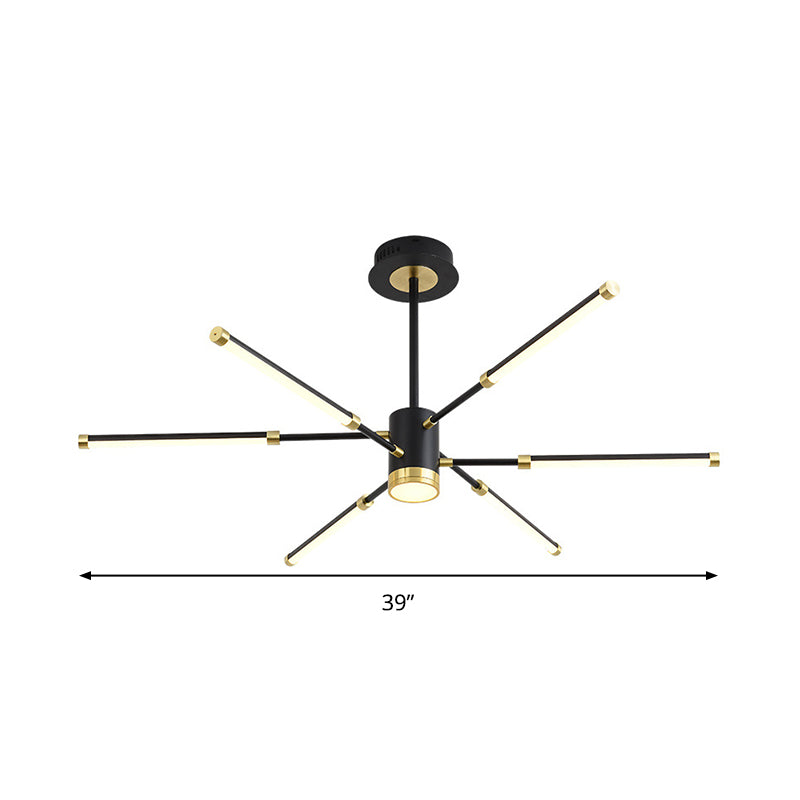 Sputnik Hanging Chandelier Modern Metal 6/8 Lights Black Suspension Light, Warm/White Light Clearhalo 'Ceiling Lights' 'Chandeliers' 'Modern Chandeliers' 'Modern' Lighting' 295073