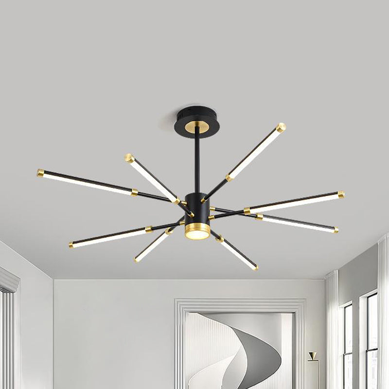 Sputnik Hanging Chandelier Modern Metal 6/8 Lights Black Suspension Light, Warm/White Light 8 Black White Clearhalo 'Ceiling Lights' 'Chandeliers' 'Modern Chandeliers' 'Modern' Lighting' 295075