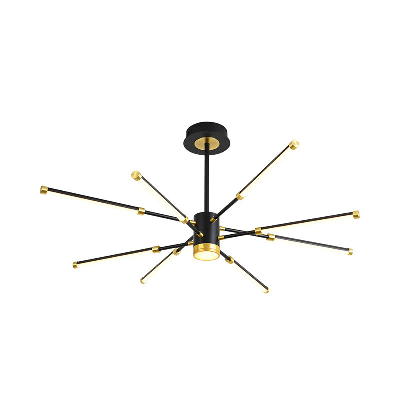 Sputnik Hanging Chandelier Modern Metal 6/8 Lights Black Suspension Light, Warm/White Light 8 Black Warm Clearhalo 'Ceiling Lights' 'Chandeliers' 'Modern Chandeliers' 'Modern' Lighting' 295076