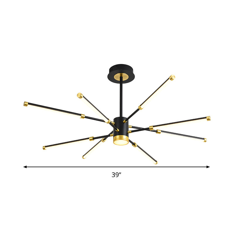 Sputnik Hanging Chandelier Modern Metal 6/8 Lights Black Suspension Light, Warm/White Light Clearhalo 'Ceiling Lights' 'Chandeliers' 'Modern Chandeliers' 'Modern' Lighting' 295077