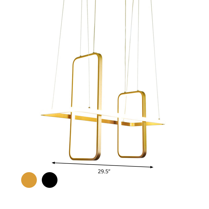 Metal Rectangle Ceiling Pendant Light Simple Style Black/Gold Island Light Fixture, Warm/White Light Clearhalo 'Ceiling Lights' 'Island Lights' Lighting' 295082