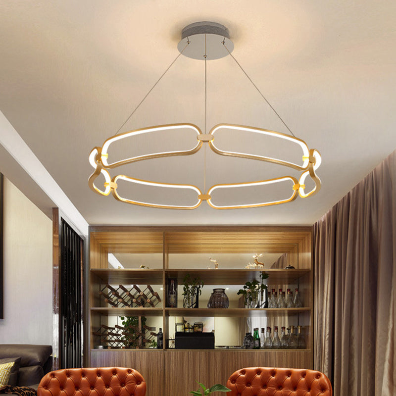 23.5"/31.5" Wide Bracelet Metal Hanging Light Minimalist Gold LED Pendant Chandelier, Warm/White/Natural Light Gold 31.5" Clearhalo 'Ceiling Lights' 'Chandeliers' 'Modern Chandeliers' 'Modern' Lighting' 295099