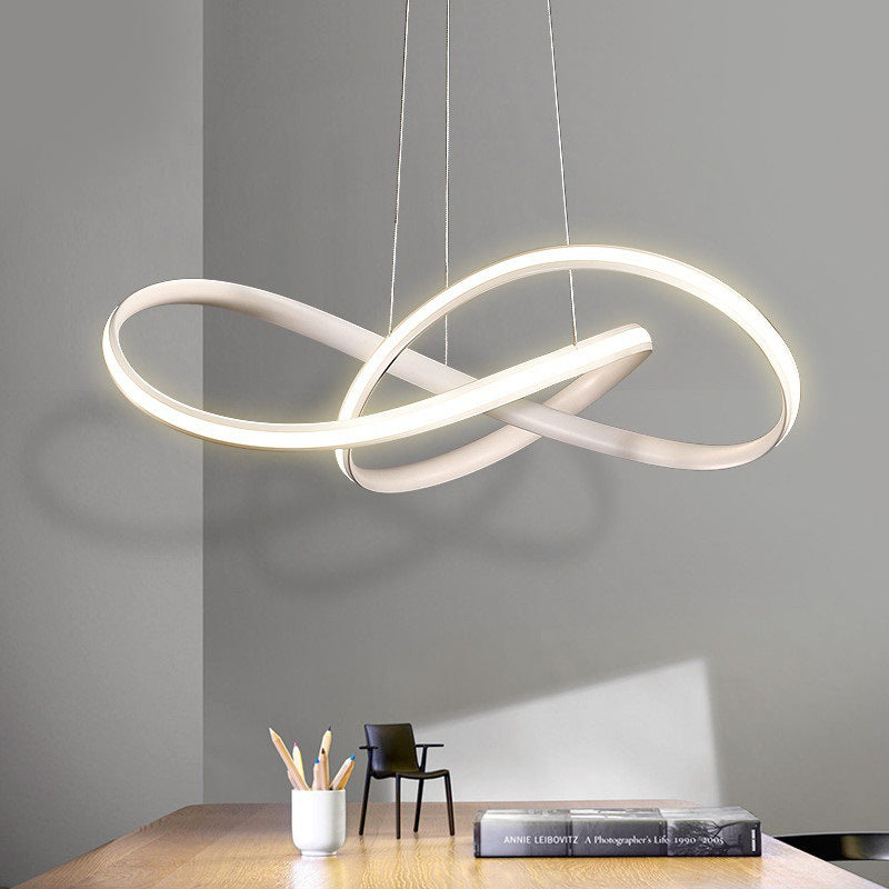 Seamless Curve Acrylic Chandelier Light Fixture Simple Style White LED Pendant Light in Warm/White Light White Clearhalo 'Ceiling Lights' 'Chandeliers' 'Modern Chandeliers' 'Modern' Lighting' 295113