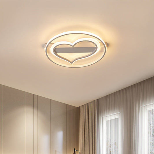 Heart Acrylic Flush Light Fixture Simple Style White/Coffee 16"/19.5" Wide LED Ceiling Lamp in Warm/White/Natural Light White Clearhalo 'Ceiling Lights' 'Close To Ceiling Lights' 'Close to ceiling' 'Flush mount' Lighting' 295131