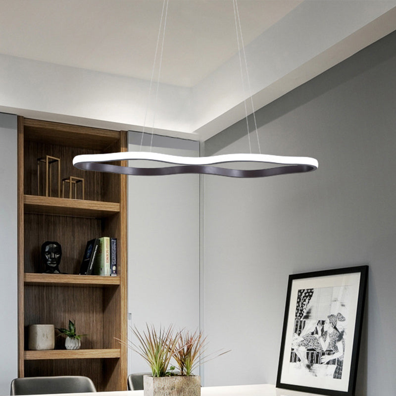 Wave Hanging Ceiling Light Modern Acrylic Coffee 23.5"/36.5"/47" Wide LED Suspension Light in Warm/White Light Clearhalo 'Ceiling Lights' 'Chandeliers' 'Modern Chandeliers' 'Modern' Lighting' 295155