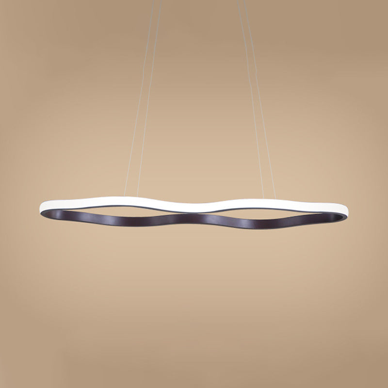 Wave Hanging Ceiling Light Modern Acrylic Coffee 23.5"/36.5"/47" Wide LED Suspension Light in Warm/White Light Clearhalo 'Ceiling Lights' 'Chandeliers' 'Modern Chandeliers' 'Modern' Lighting' 295156