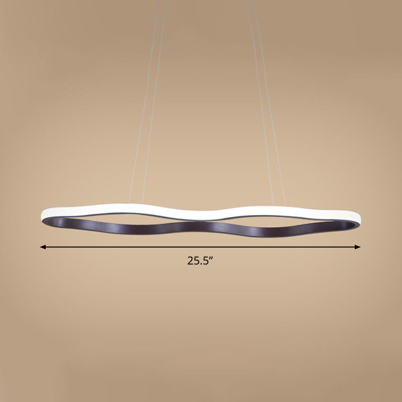 Wave Hanging Ceiling Light Modern Acrylic Coffee 23.5"/36.5"/47" Wide LED Suspension Light in Warm/White Light Clearhalo 'Ceiling Lights' 'Chandeliers' 'Modern Chandeliers' 'Modern' Lighting' 295157