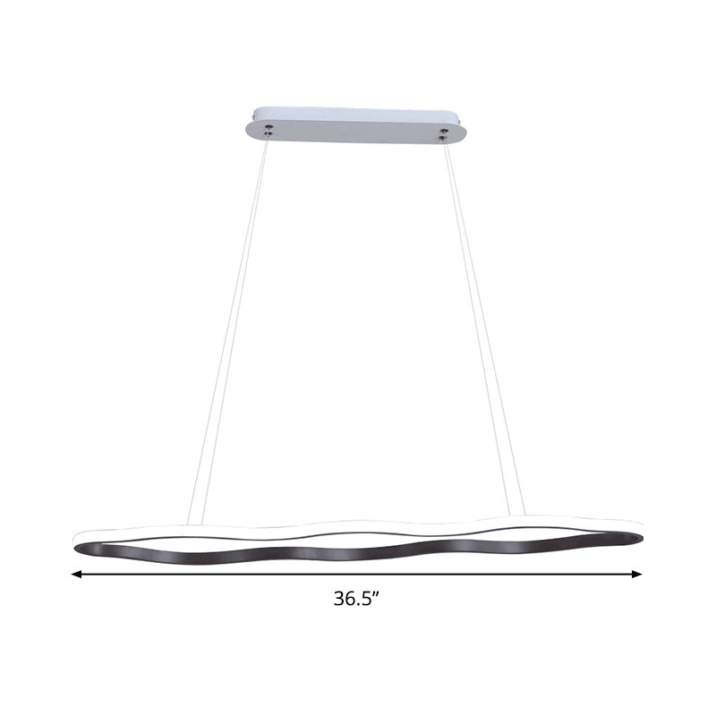 Wave Hanging Ceiling Light Modern Acrylic Coffee 23.5"/36.5"/47" Wide LED Suspension Light in Warm/White Light Clearhalo 'Ceiling Lights' 'Chandeliers' 'Modern Chandeliers' 'Modern' Lighting' 295161