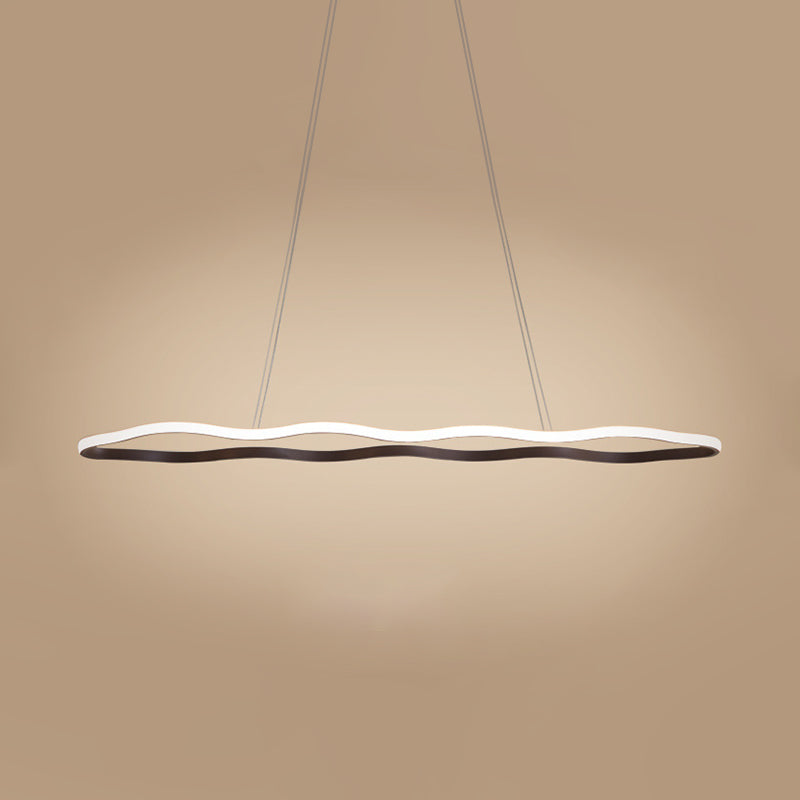 Wave Hanging Ceiling Light Modern Acrylic Coffee 23.5"/36.5"/47" Wide LED Suspension Light in Warm/White Light Clearhalo 'Ceiling Lights' 'Chandeliers' 'Modern Chandeliers' 'Modern' Lighting' 295163