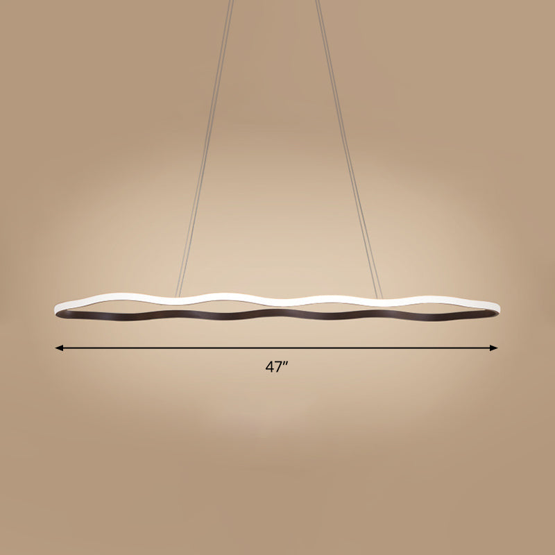 Wave Hanging Ceiling Light Modern Acrylic Coffee 23.5"/36.5"/47" Wide LED Suspension Light in Warm/White Light Clearhalo 'Ceiling Lights' 'Chandeliers' 'Modern Chandeliers' 'Modern' Lighting' 295164