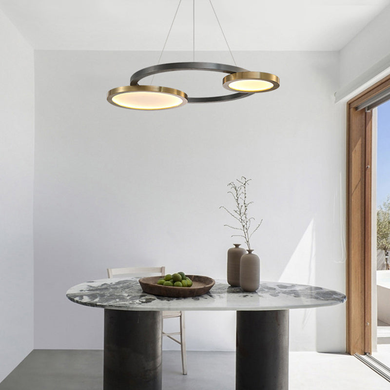 Brass Ring Hanging Pendant Light Simple Style Metal LED Chandelier Light in Warm/White Light Brass Clearhalo 'Ceiling Lights' 'Chandeliers' 'Modern Chandeliers' 'Modern' Lighting' 295179