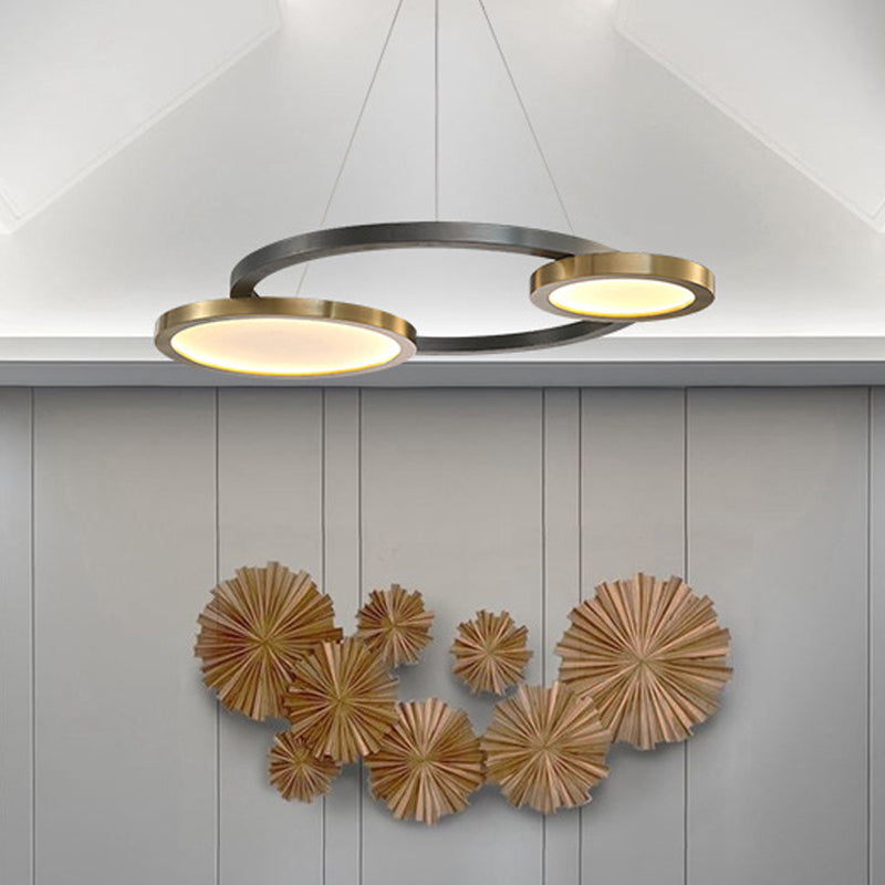 Brass Ring Hanging Pendant Light Simple Style Metal LED Chandelier Light in Warm/White Light Clearhalo 'Ceiling Lights' 'Chandeliers' 'Modern Chandeliers' 'Modern' Lighting' 295180