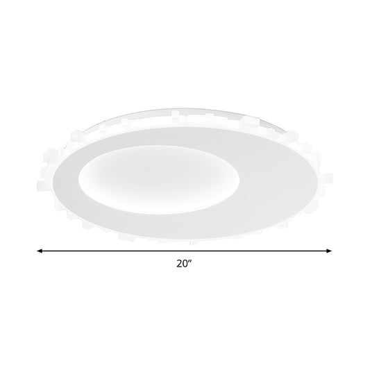 White Circle Flush Mount Light Minimalist Acrylic LED Ceiling Light Fixture in Warm Light/Remote Control Stepless Dimming, 16"/20" Wide Clearhalo 'Ceiling Lights' 'Close To Ceiling Lights' 'Close to ceiling' 'Flush mount' Lighting' 295194