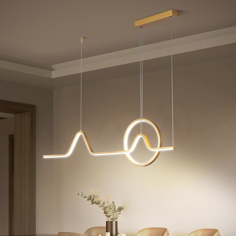 Curve Pendant Chandelier Modernism Metal Gold LED Hanging Ceiling Light, Warm/White Light Gold Clearhalo 'Ceiling Lights' 'Chandeliers' 'Modern Chandeliers' 'Modern' Lighting' 295263